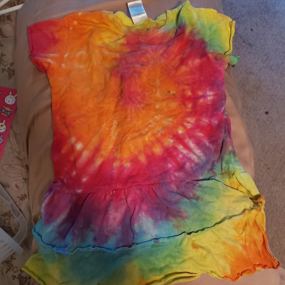 Size 4 Rabbit Skins Rainbow Tye-Dye Dress